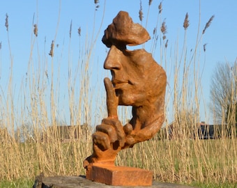 Estatua de jardín de hierro fundido "El Momento" (m) (hombre pidiendo silencio)
