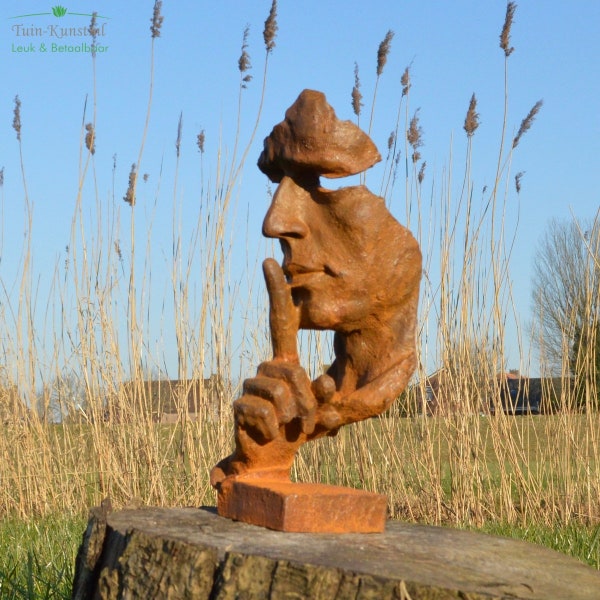 Statue de jardin en fonte "L'Instant" (m) (homme demandant le silence)