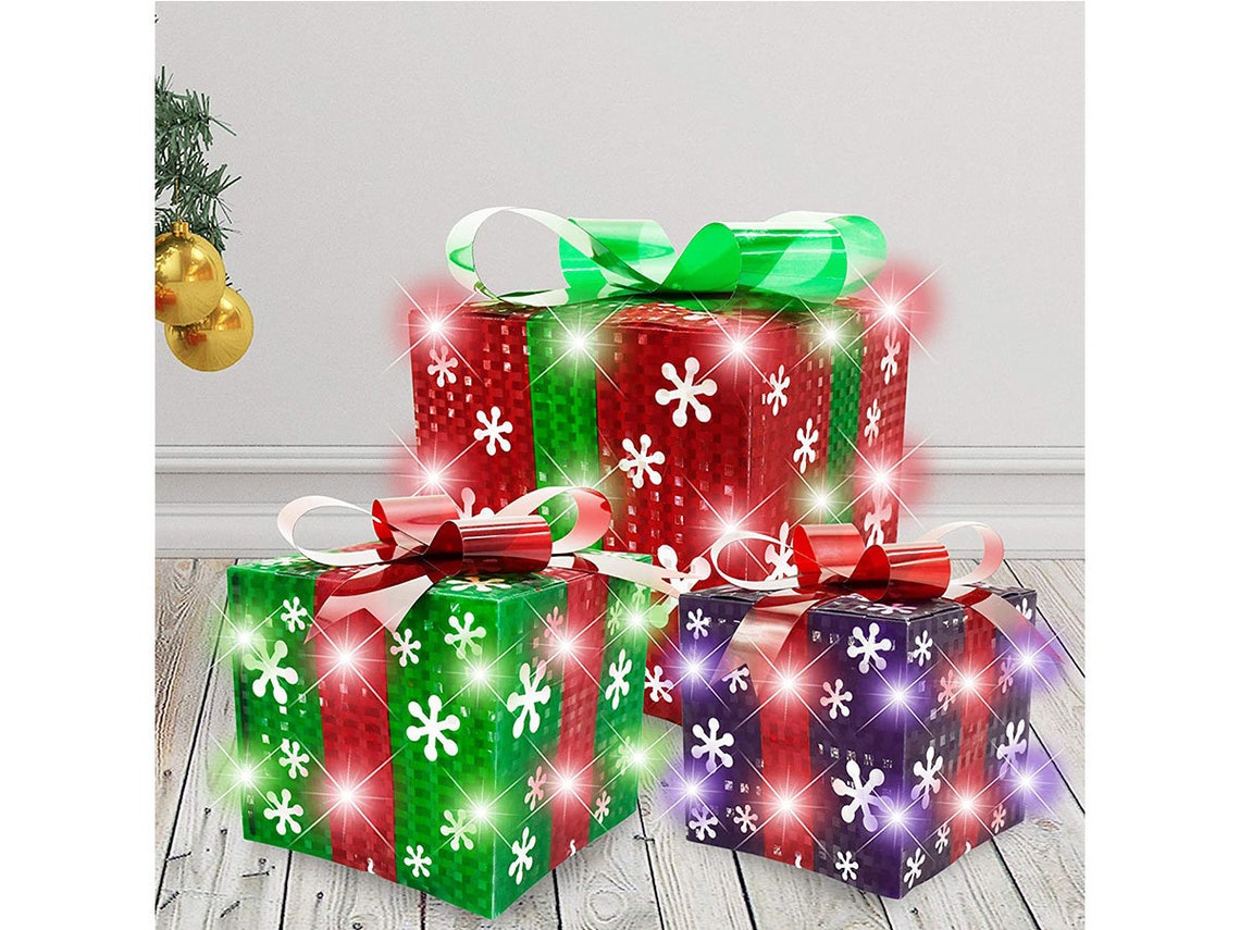 Christmas Light Boxes Décor Set of 3 Christmas Lighted Gift | Etsy