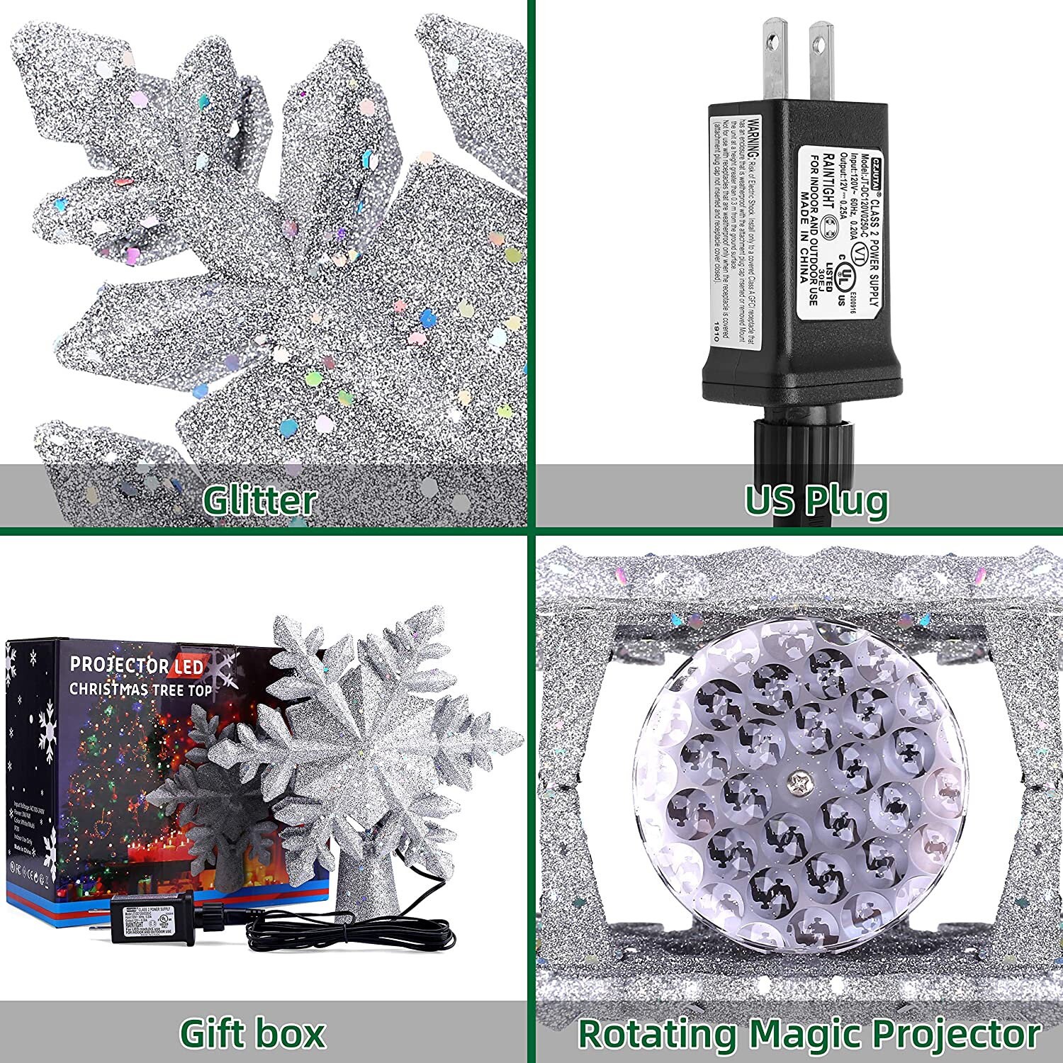 Christmas Tree Topper Lighted Snowflake Tree Topper Projector Etsy