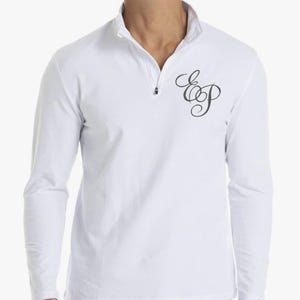 E.P. Initial Monogrammed Retro White Quarter Zip Shirt 1957-1961 | Elvis Tribute Artist