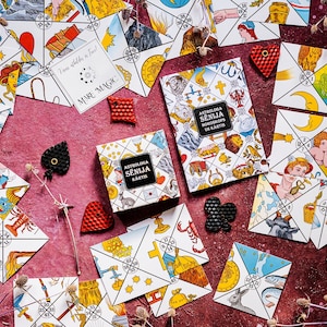 Oracolo lettone di Seni, Vecchie carte divinatorie con libro in lettone, LETTONIA, carte Seni, Oracolo Seni, Carte cartomanti