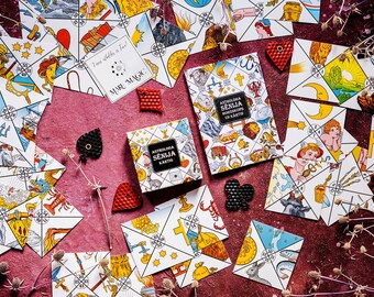 Oracle de Seni en letton, cartes divinatoires anciennes avec livre en letton, LETTONIE, cartes Seni, Oracle Seni, cartes de divination