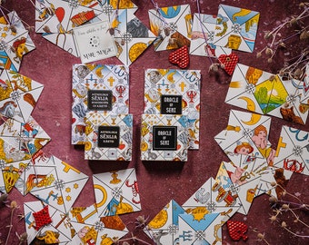 Cartes radar ORACLE OF SENI en anglais, cartes divinatoires anciennes fabriquées par un astrologue italien, cartes Seni, Oracle Seni, cartes astro révélatrices de bonne aventure