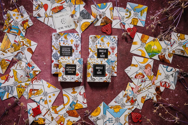 Cartes radar ORACLE OF SENI en anglais, cartes divinatoires anciennes fabriquées par un astrologue italien, cartes Seni, Oracle Seni, cartes astro révélatrices de bonne aventure image 1