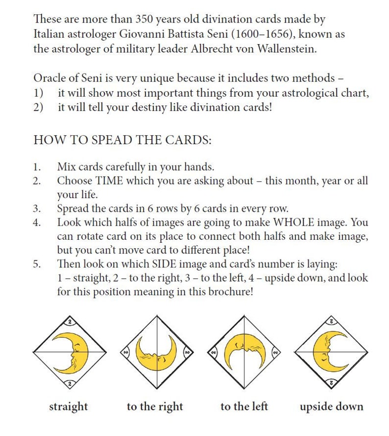 Cartes radar ORACLE OF SENI en anglais, cartes divinatoires anciennes fabriquées par un astrologue italien, cartes Seni, Oracle Seni, cartes astro révélatrices de bonne aventure image 7