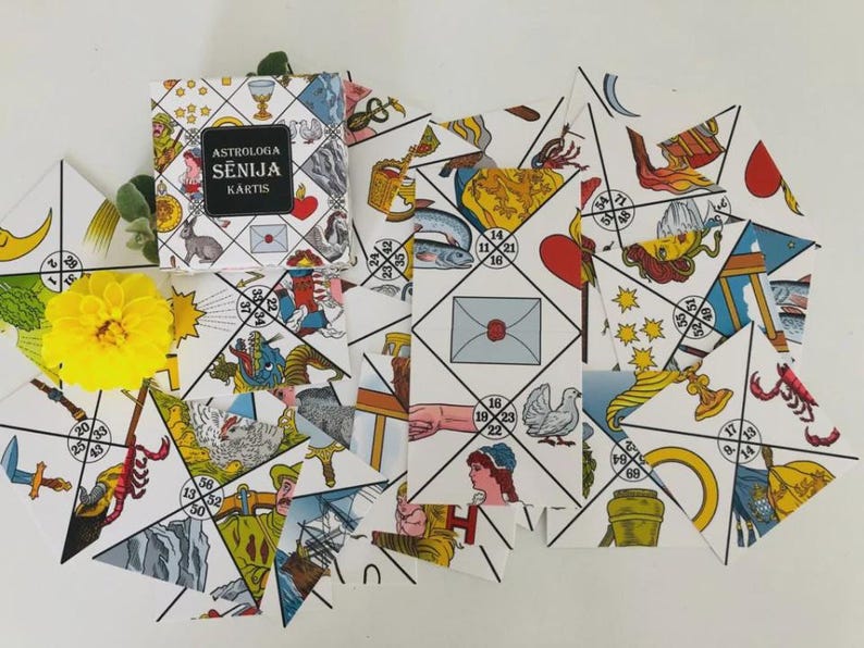 Cartes radar ORACLE OF SENI en anglais, cartes divinatoires anciennes fabriquées par un astrologue italien, cartes Seni, Oracle Seni, cartes astro révélatrices de bonne aventure image 10