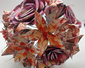 Autumnal Origami Bouquet, Paper Flowers, Origami Flowers, Wedding, Handmade, Sustainable, Homeware, Gifts, Artificial Flowers