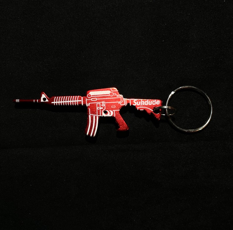M16 Red Keychain Bottle Opener Machine Gun Figure Keychain Etsy