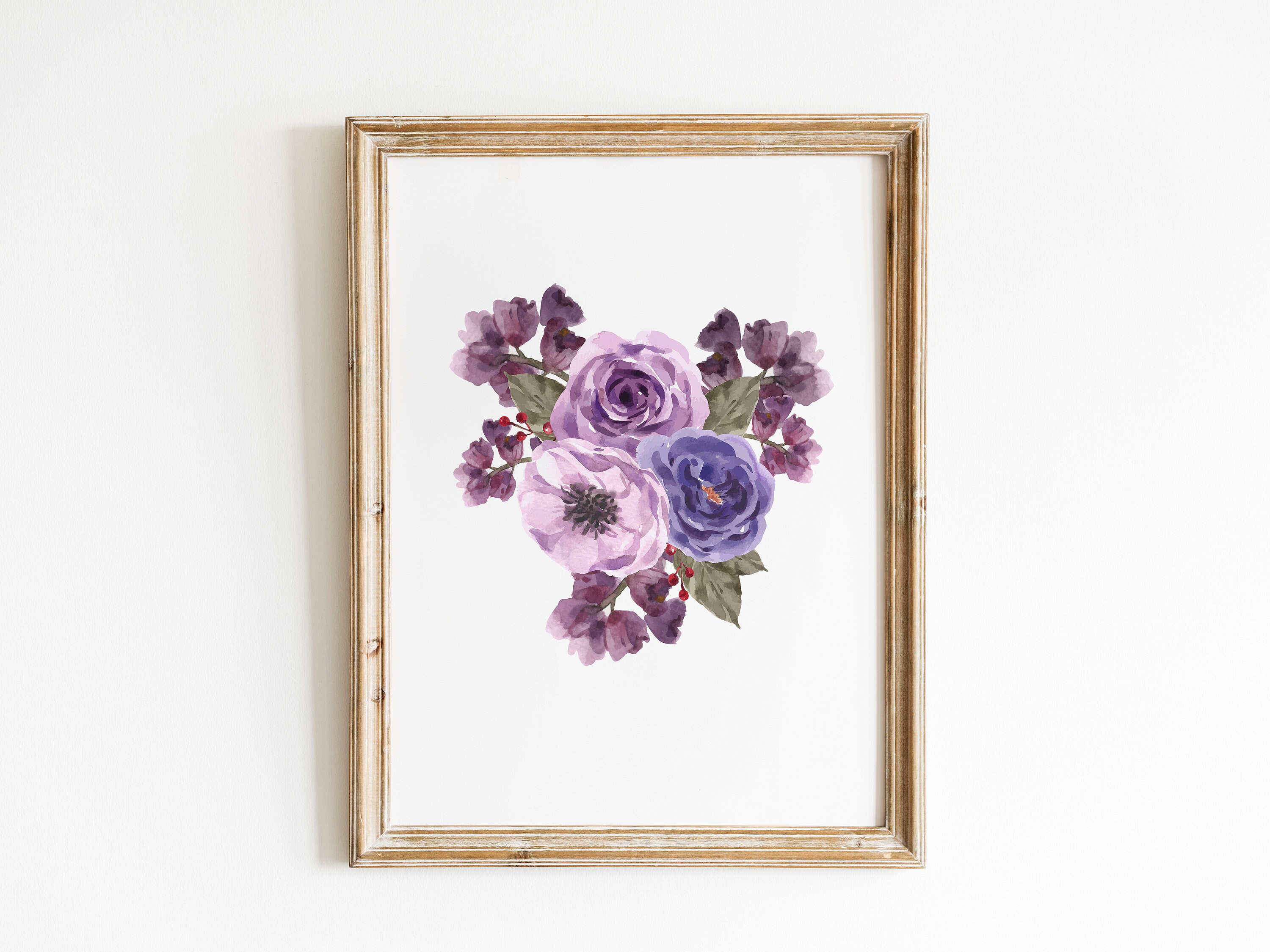 Flowers Prints Light Purple Watercolor Flower Wall Art Etsy
