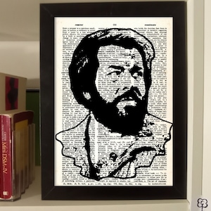 Bud Spencer Portrait. Dictionary Art. Bud Spencer in It can be done, Amigo. Art Print. Spaghetti western lovers gift. Bud Spencer fan gift.