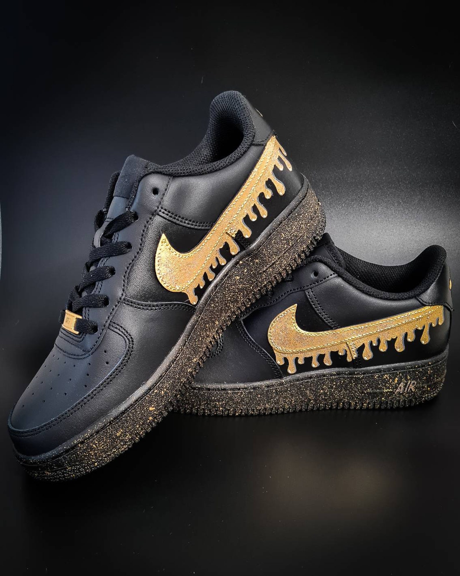 air force 1 with gold nike sign