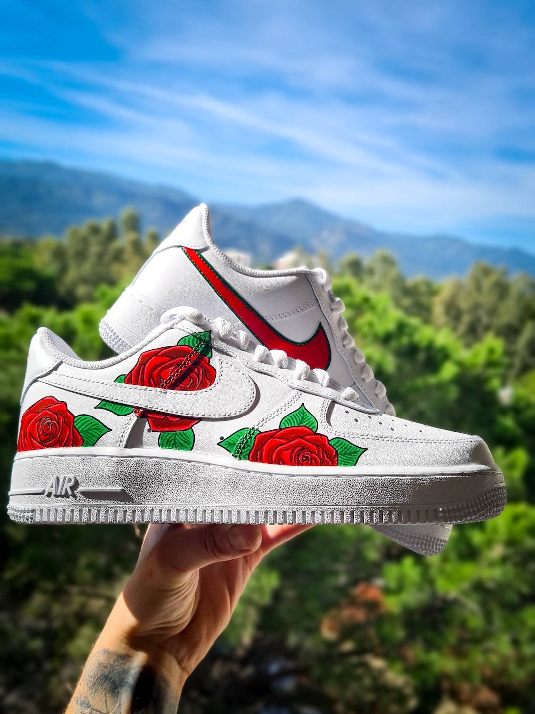 Weed Custom Nike Air Force 1 Shoes White Low - Bandana Fever