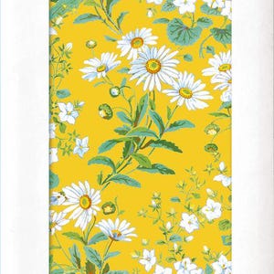 May include: A pack of four sheets of tissue paper featuring a vibrant yellow background with a repeating pattern of white daisies and small white bell-shaped flowers with green stems and leaves. The packaging includes the V&A logo and text.