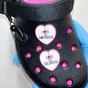 I Love My Girlfriend/Boyfriend Heart Croc Charm