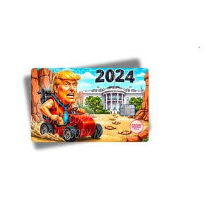 Funny Flinstone Trump Credit Card/Debit Card Decal (Small Chip)
