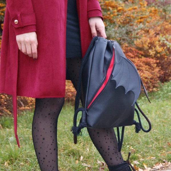 BATPACK - plecak worek z ekoskóry || vegan eco-leather handmade backpack