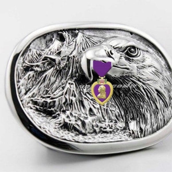 American Eagle Purple Heart Belt Buckle