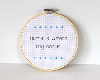 Personalised handmade custom cross stitch hoop, unique message gift