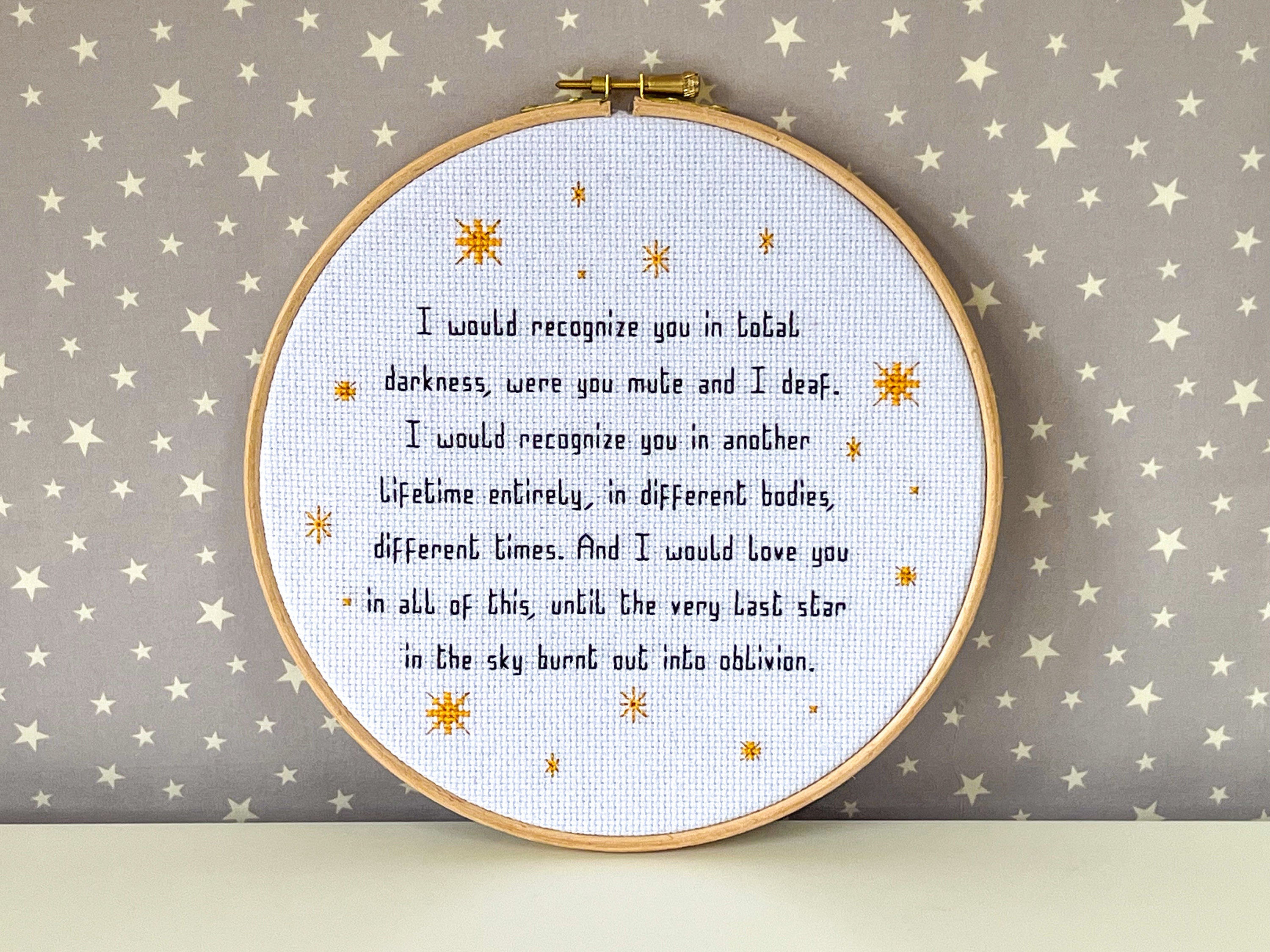 Custom Cross Stitch Hoop: Personalized Handmade Embroidered Art, Home Gift
