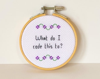 Flower Motif personalised message gift, custom cross stitch hoop