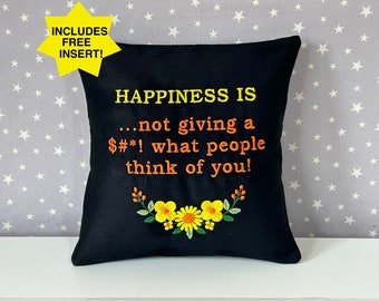 Custom Embroidery Text Pillow Personalised Needlepoint Floral Design Cushion Own Words Unique Embroidery Gift For Home With Free Insert