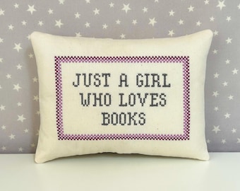 Custom Needlepoint Embroidered Cross Stitch Pillow: Personalized Text Cushion