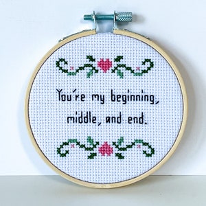 Personalised Cross Stitch Hoop custom text embroidery hoop personalised text cotton anniversary gift bridal shower gift handmade customized