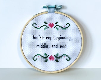 Personalised Cross Stitch Hoop custom text embroidery hoop personalised text cotton anniversary gift bridal shower gift handmade customized