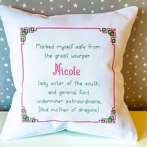 Cojín de punto de cruz personalizado, almohada personalizada con mensaje único, regalo, almohada de punto de cruz de Navidad