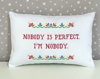 Custom Cross Stitch Pillow: Personalized Quote Embroidered Cushion