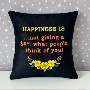 Custom Embroidered Pillow: Personalized Floral Design, Quote Cushion