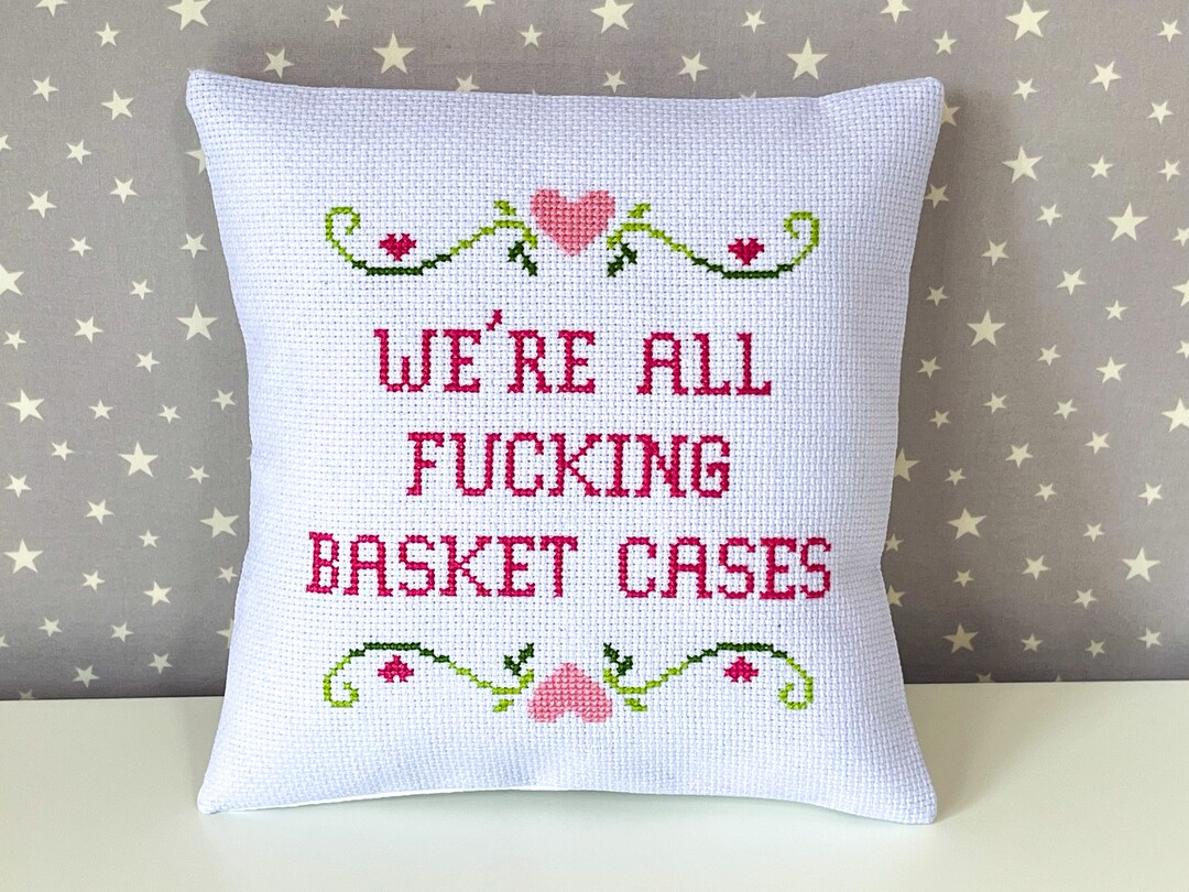 Custom Cross Stitch Pillow Personalised Needlepoint Embroidery Gift