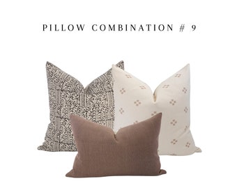 Pillow Combination # 9 - Neutral Pillow Covers Modern Contemporary Rustic Farmhouse Floral Moody Winter Pillow Combo