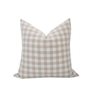 CHLOE Beige Gingham Pillow Cover Neutral Pillow Farmhouse Pillow Gingham Pillow Beige and White Check Pillow Plaid Pillow Etsy Canada
