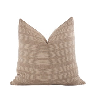 DARA || Brown Stripe Pillow Cover Hmong Pillow Cover Woven Brown Pillow Farmhouse Stripe Pillow Camel Pillow Cover Neutral Brown Pillow