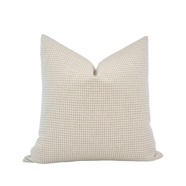 CHLOÉ || Housse de coussin Vichy beige Coussin Vichy marron clair Coussin neutre Coussin automne Coussin à carreaux Coussin campagnard Coussin beige clair