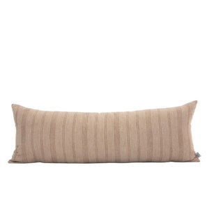 DARA || 14x36 Brown Stripe Long Lumbar Pillow Cover Camel Stripe Pillow Stripe Long Bed Pillow Neutral Long Lumbar Farmhouse Stripe Pillow