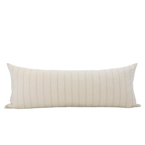 JULI || Cream Stripe Long Lumbar Pillow Cover Oversized Lumbar Extra Long Bed Pillow Modern Farmhouse Ticking Stripe Neutral Stripe