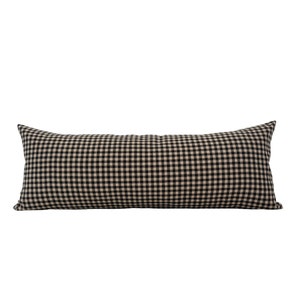 AXEL || 14 x 36 zwarte gingang linnen kussensloop zwarte pastel lange lumbale gingang bedkussen humeurig kussen zwart geruite kussensloop