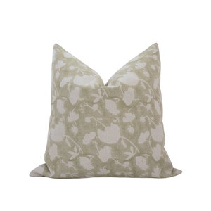 ELLIE Sage Green Pillow Cover Green Block Print Pillow Sage Pillow Cover Muted Green Pillow Designer Linen Pillow Sage Floral Pillow Etsy