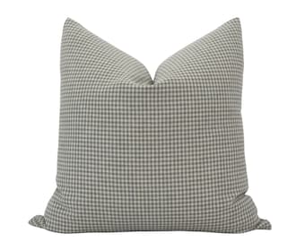GEORGE || Sage Green Gingham Pillow Cover Green Check Pillow Farmhouse Pillow Cover Dark Green Pillow Green Gray Gingham Throw Pillow Cover