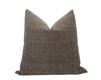 HARVEY || Brown Handwoven Pillow Cover, Textured Pillow, Moody Pillow, Fall Decor, Dark Brown Pillow, Neutral Pillow, Masculine Pillow