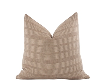 DARA || Brown Stripe Pillow Cover Hmong Pillow Cover Woven Brown Pillow Farmhouse Stripe Pillow Camel Pillow Cover Neutral Brown Pillow