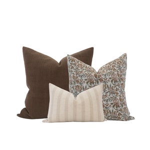 Brown Pillow Cover Combo Neutral Pillow Cover Combo Brown Floral Pillow Cover Beige Pillow Cover Combo Sofa Pillow Combo Moody Pillow Combo