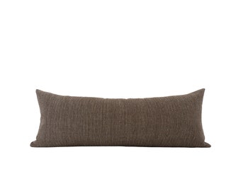 PHOENIX || 14x36 Brown Long Lumbar Pillow Cover Brown Stripe Bed Pillow Dark Brown Pillow Cover Textured Brown Pillow Masculine Long Lumbar