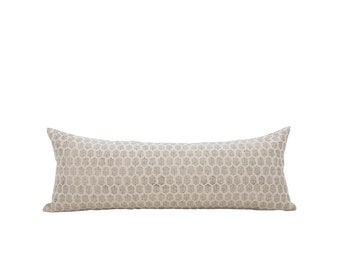 ADELE | 14x36 Floral Block Print Pillow Cover Floral Lumbar Cream Floral Pillow Cover Neutral Long Lumbar Pillow Farmhouse Pillow Bed Pillow