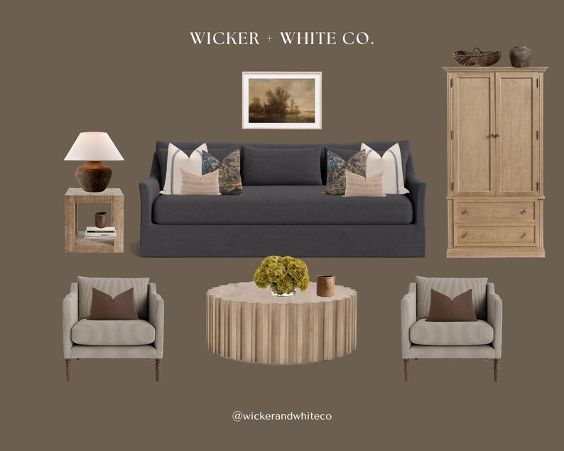 Blue and Brown Pillow Cover Set, Coastal Pillow Set, Cottage Pillow Set, Neutral Pillow Combo, Tapestry Pillow, Sectional Pillow Combo image 3