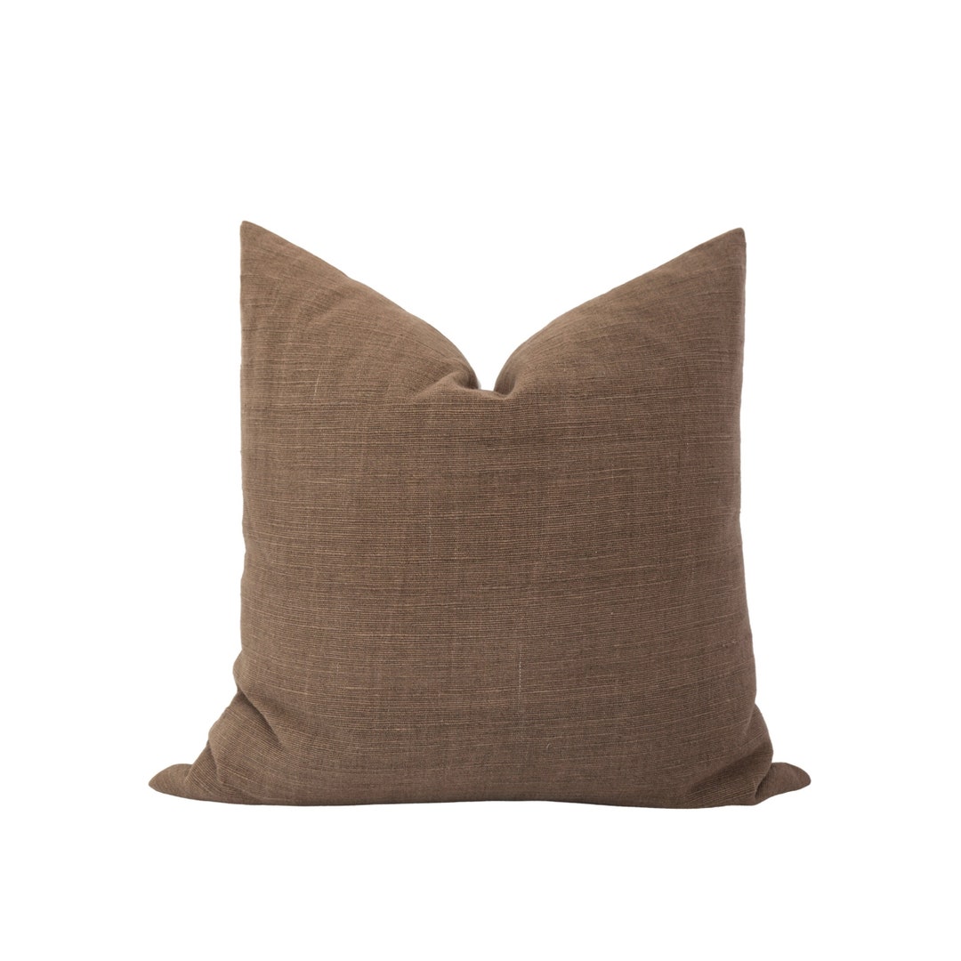 JULIAN Brown Pillow Cover Brown Handwoven Pillow Cover Chocolate Brown