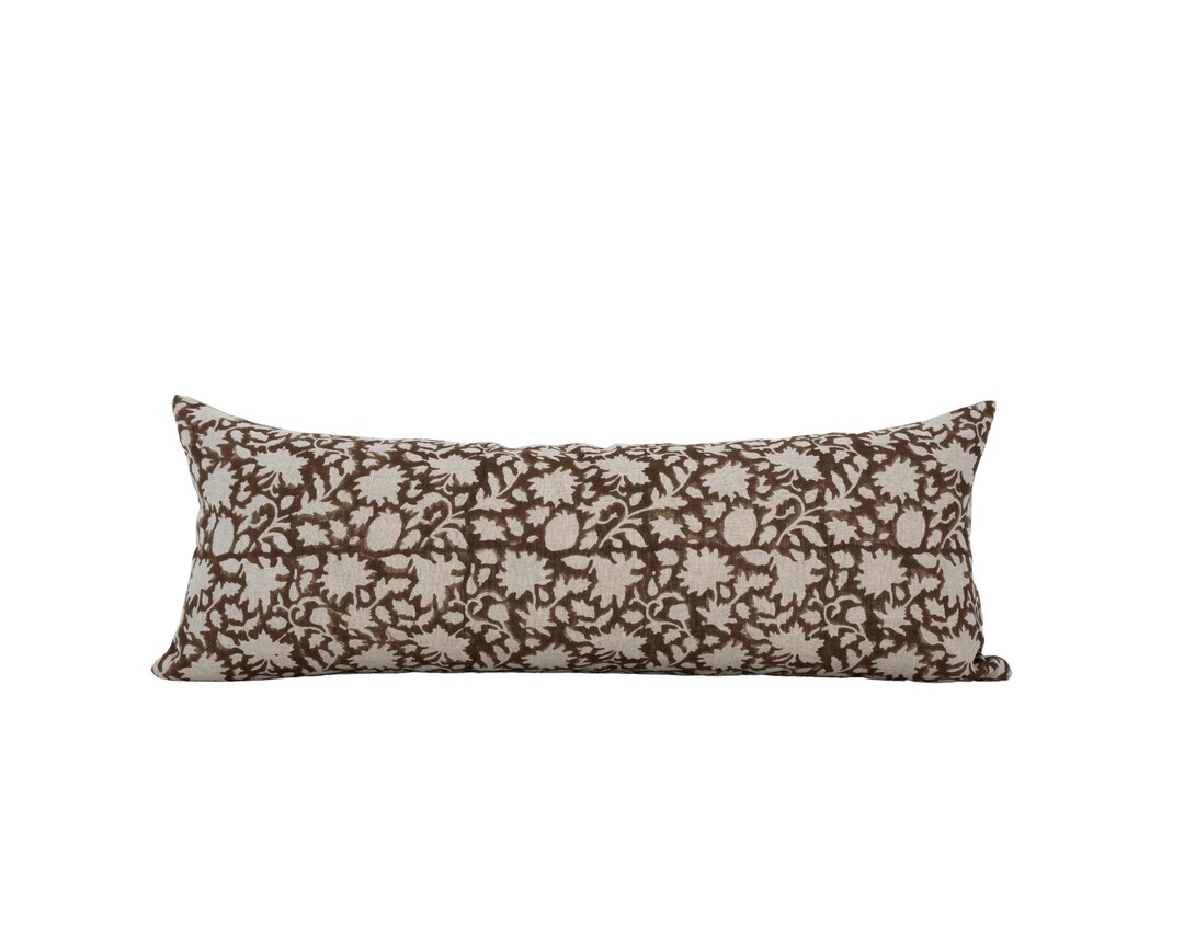 ESME 14x36 Brown Floral Pillow Cover Brown Block Print Etsy Canada